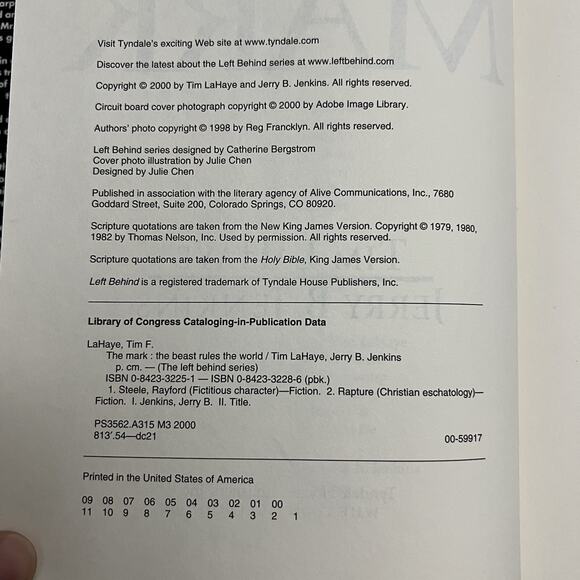 Left Behind Series Hardcover Book 8 The Mark by Tim LaHaye and Jerry B Jenkins - Picture 4 of 7